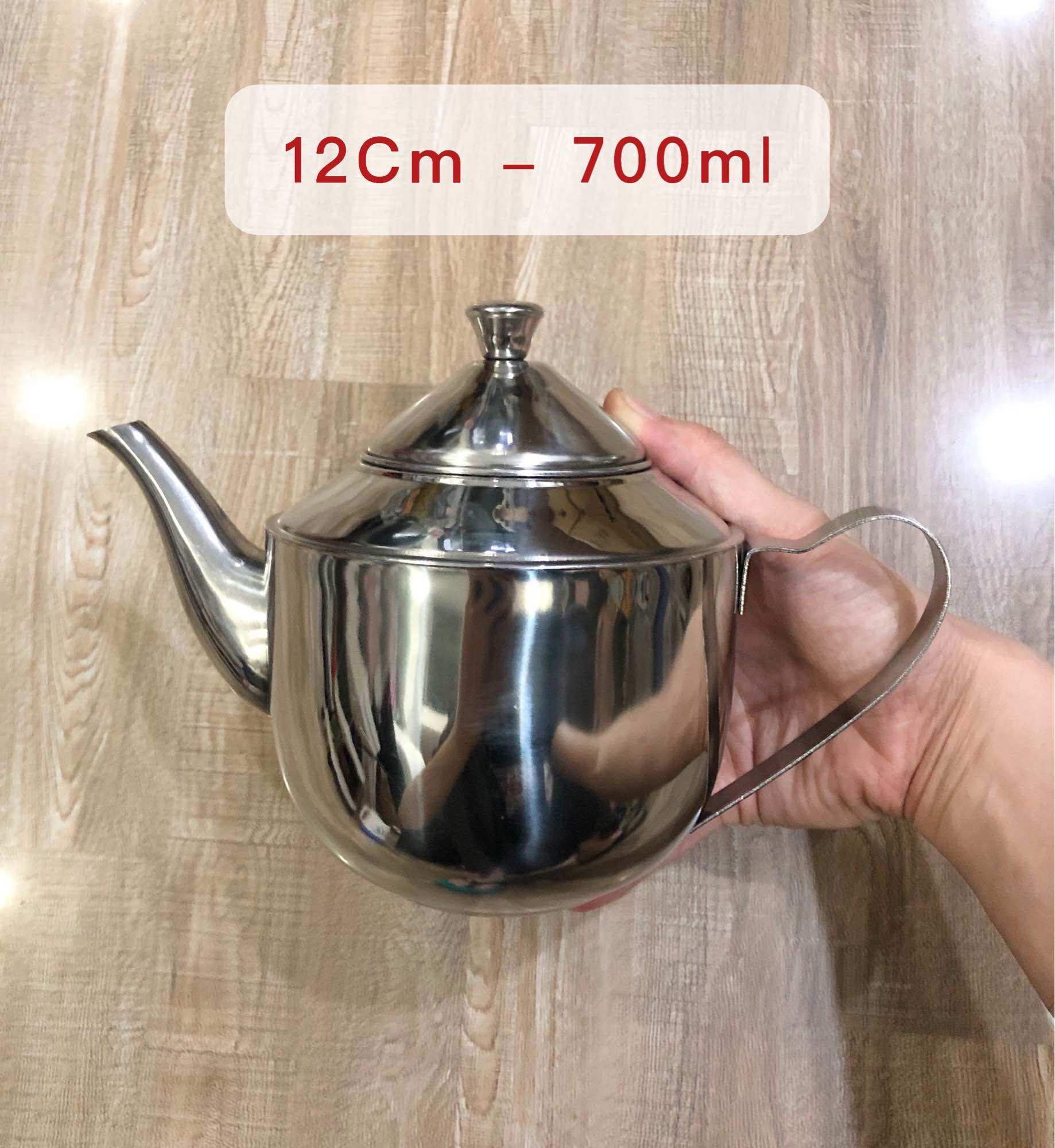 Ấm Trà Inox, Bình Pha Trà Inox Có Giỏ Lược Size 10 - 11 - 12Cm