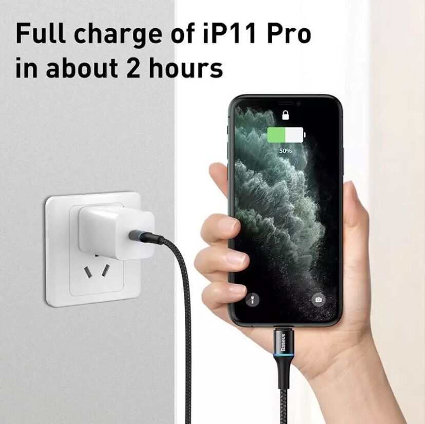 Cáp sạc nhanh Baseus 20W PD USB Type C sang Lightning cho Iphone 13 Pro Max XS X 8 Plus