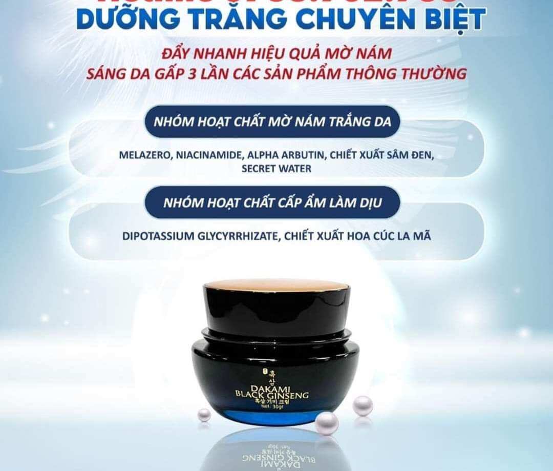 Kem Nám Sâm Đen Dakami ( combo ngày đêm tặng kèm sét kem mini)