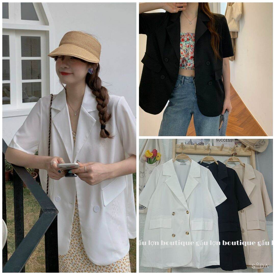 Áo blazer cộc tay 4 cúc ảnh thật