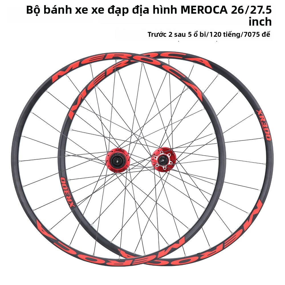 MEROCA | Mountain Bike Wheelset: 26/27.5-inch, 2 Front and 5 Rear Bearings, 120-Click Disc Brake Hub, Ultra-Light Rim