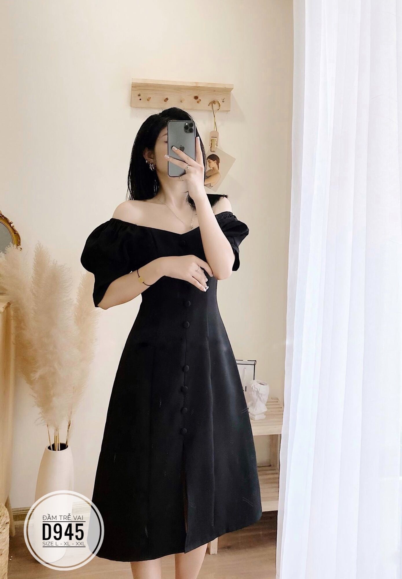 60-90kg Bigsize ĐẦM TRỄ VAI XẺ TÀ BASIC D945