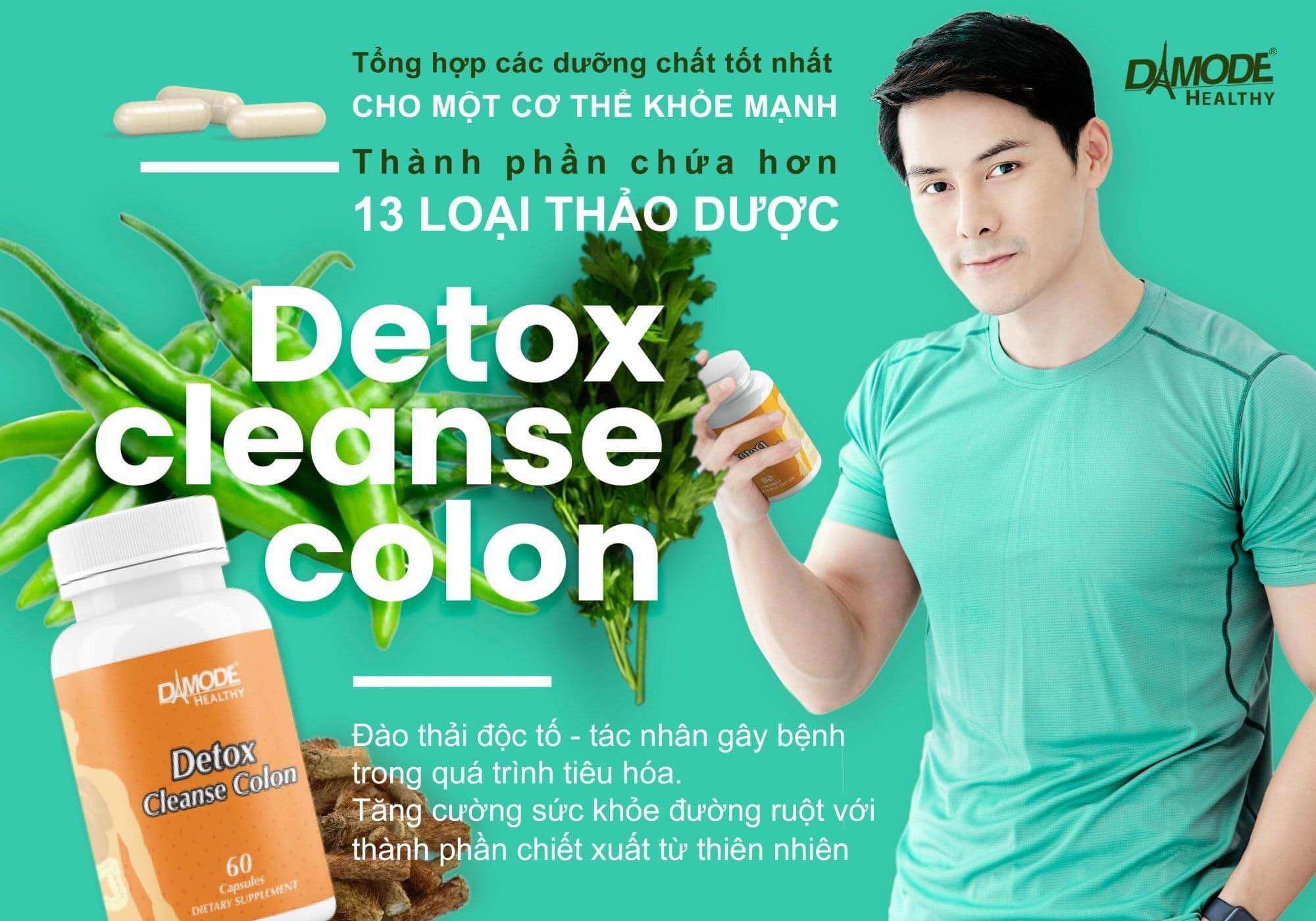 Detox & Cleanse Colon Viên Uống Thanh Lọc & Thải Độc Ruột Cao Cấp Độc Quyền Damode Lọ 60 Viên
