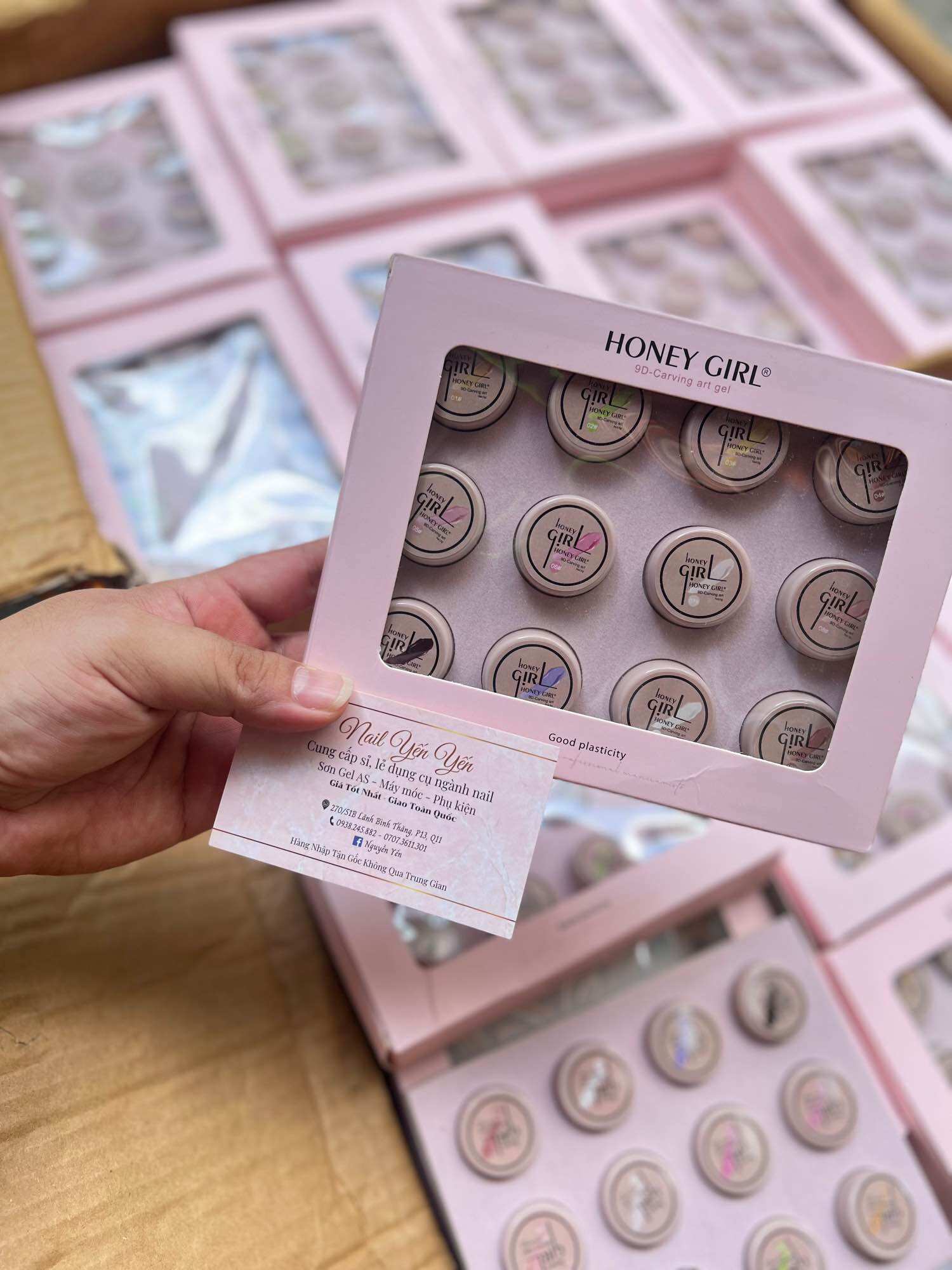 Set 12 hủ gel khô nặn hoa ko rít tay honey girl
