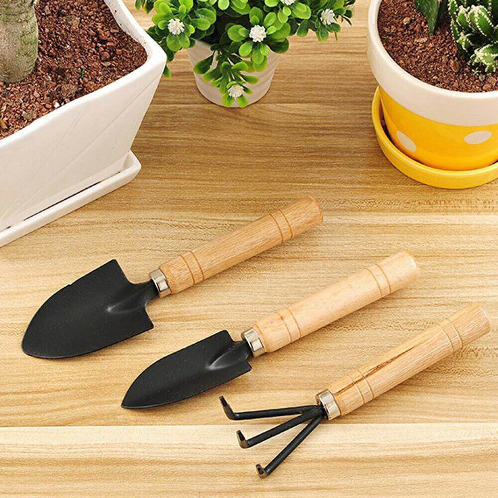 (Size M) Bộ 3 Cuốc Xẻng Cán Gỗ Làm Vườn