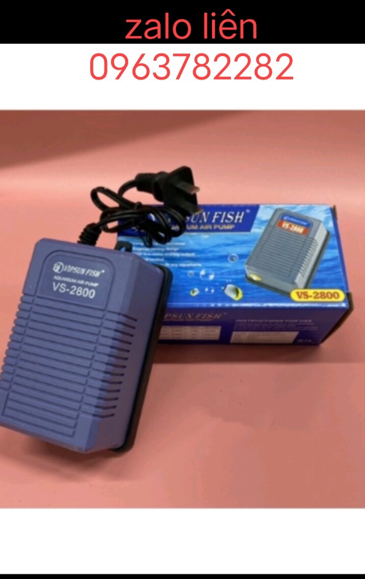 Máy sủi khí oxy 1 vòi 2.5w vipsun vs-2800 thổi khí oxy cho hồ cá vs2800 kem dây và 1 cục sủi