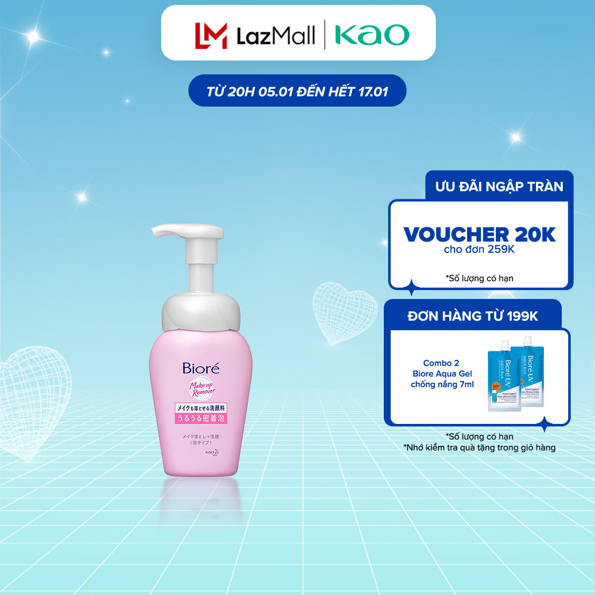 Bọt Tẩy Trang Dưỡng Ẩm Biore Make Up Remover Foaming 160ml