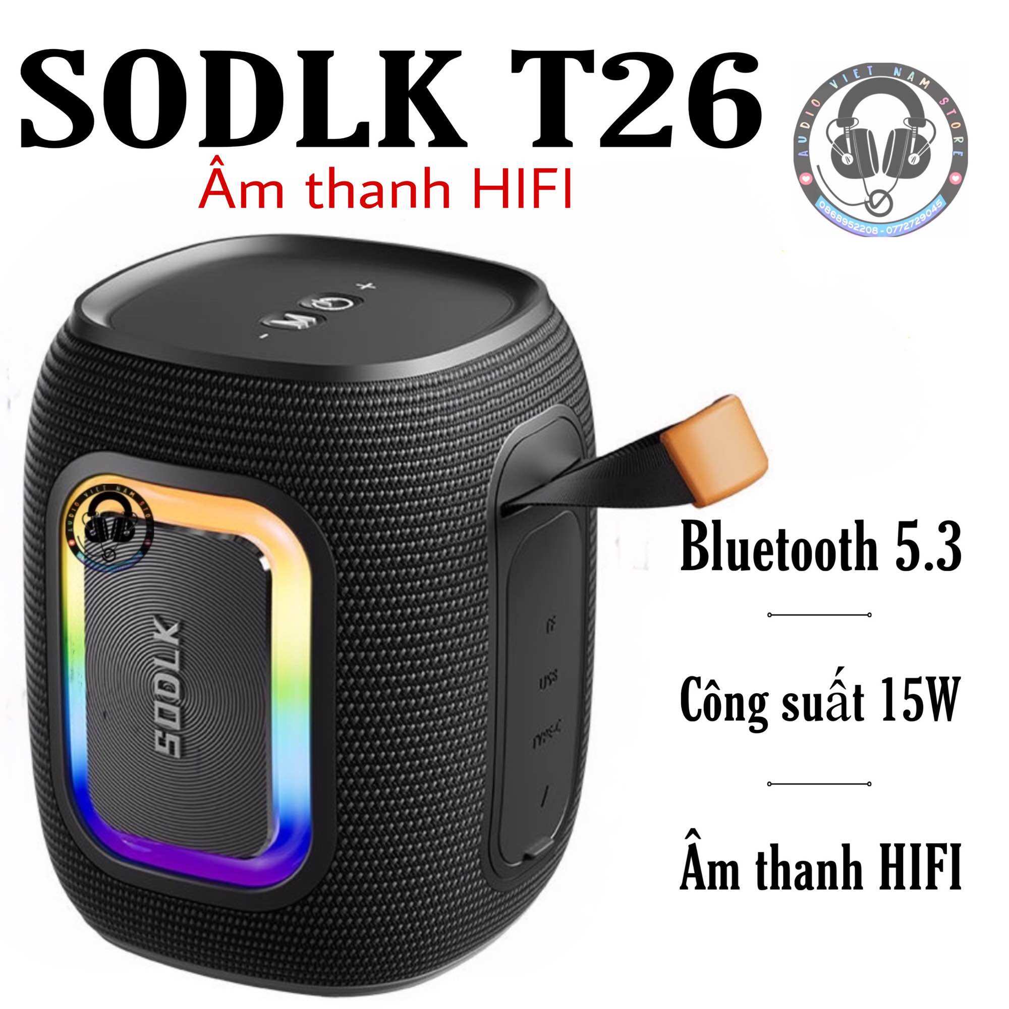 Loa sodlk t26 | loa bluetooth t26 âm thanh hifi 360 | chip bluetooth 5.3 | bảo hành chính hãng 12 tháng