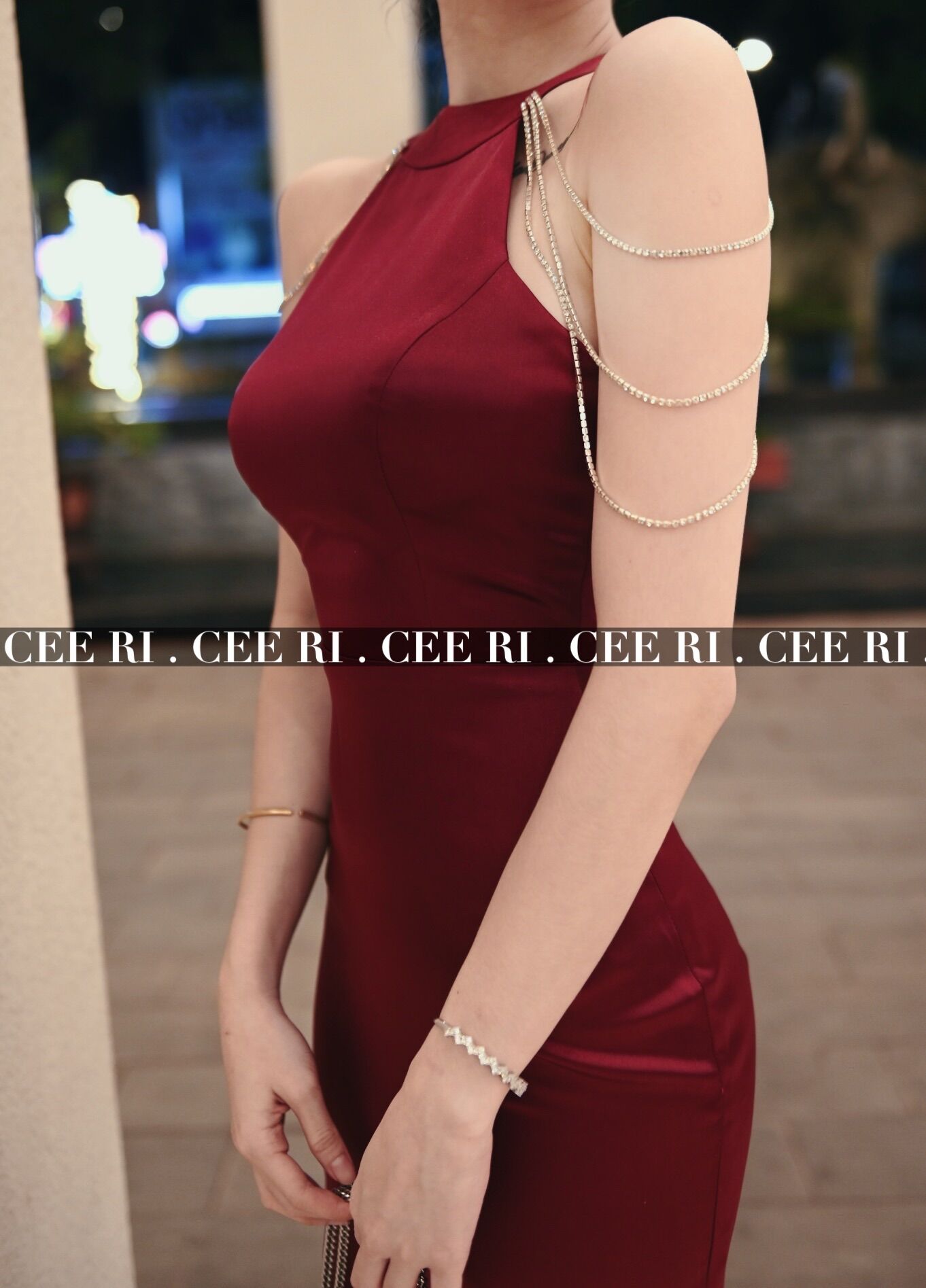 ( ẢNH THẬT - CHÍNH CHỦ CEE RI ) Váy lụa form dài choàng dây đá cao cấp