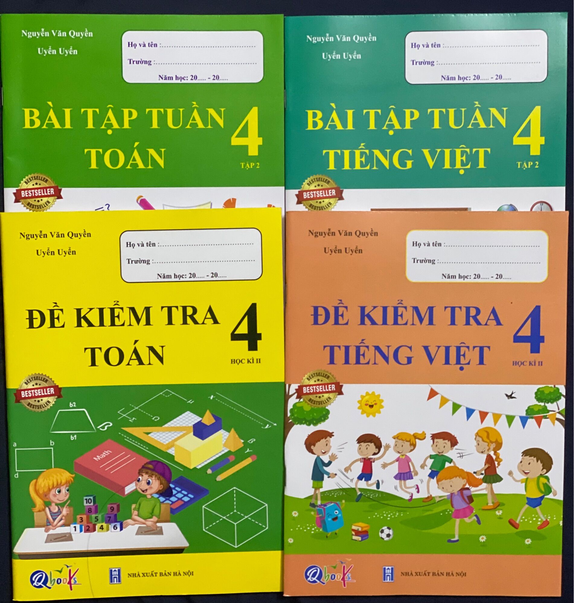 Combo 4 cuốn đề kiểm tra và bài tập tuần toán - tiếng việt tập II lớp 4
