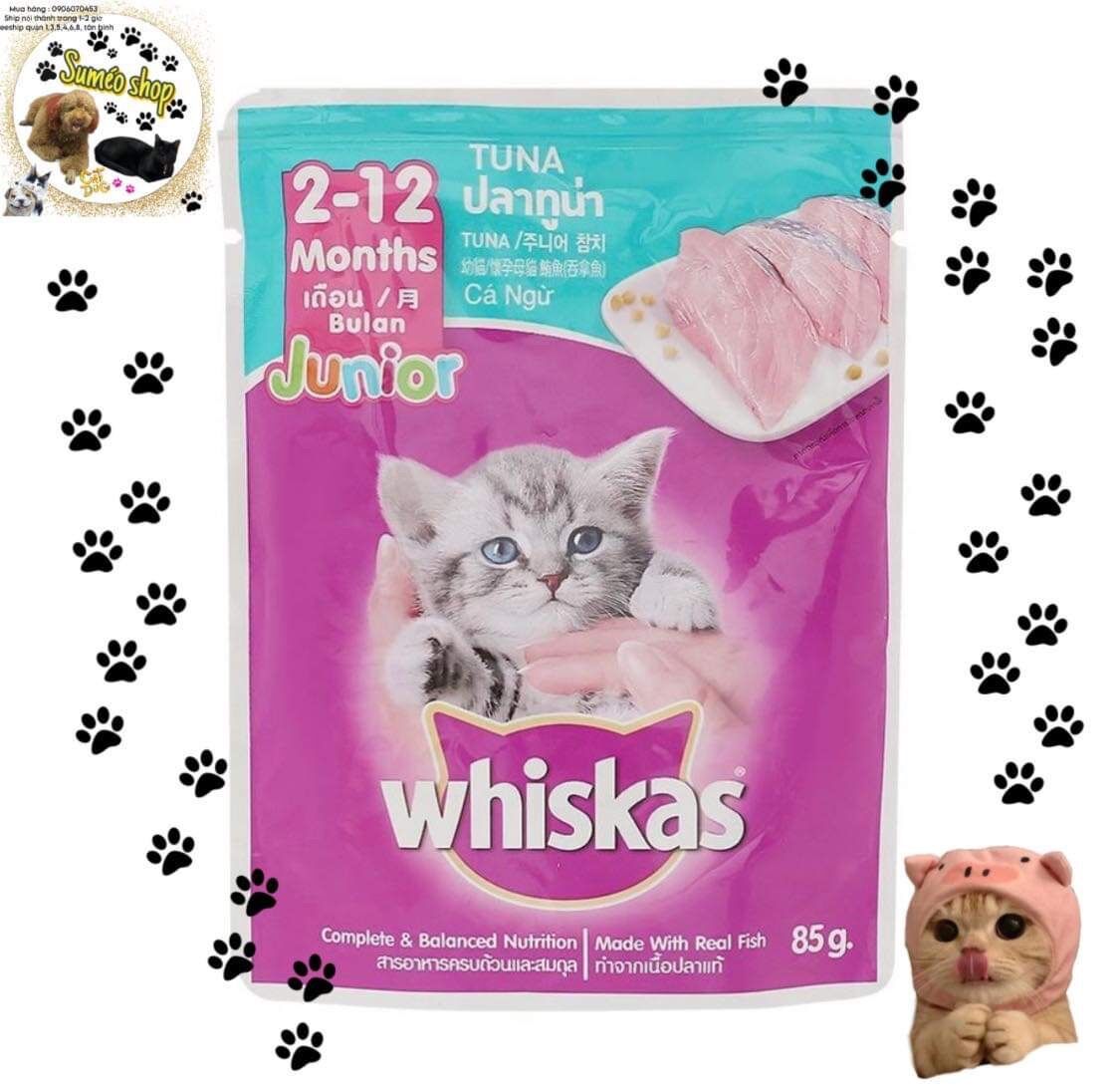 Pate Whiskas dạng gói 80g cho mèo con