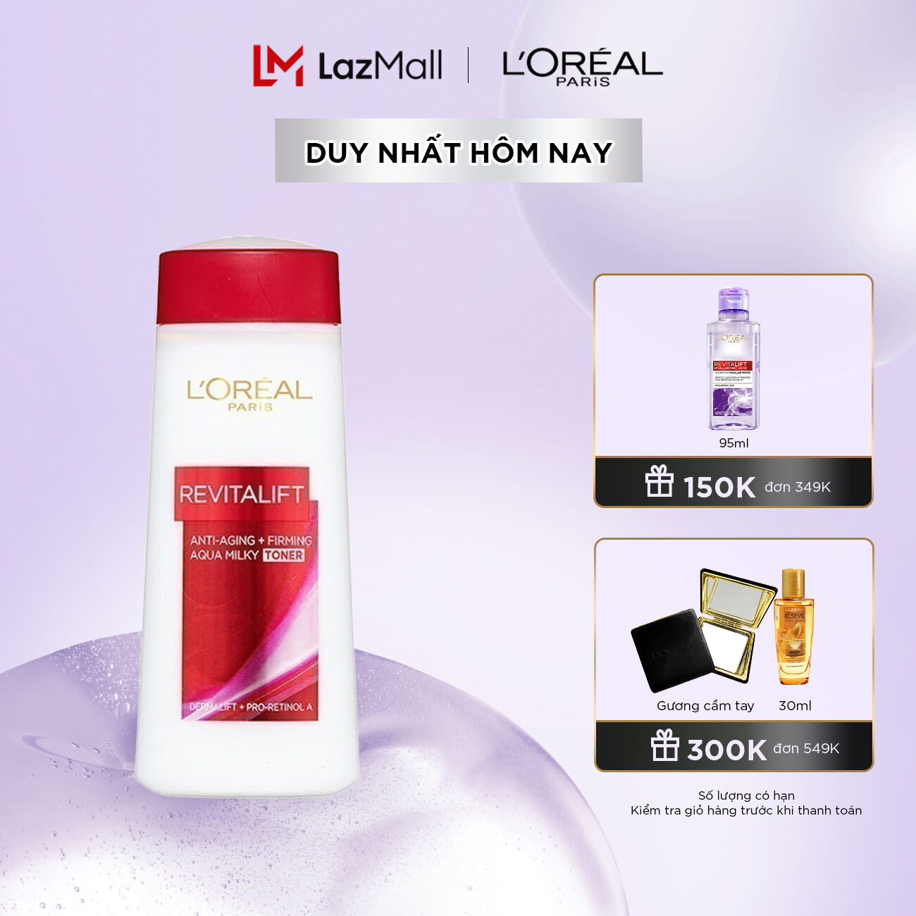 Nước hoa hồng se khít lỗ chân lông và săn chắc da L'oreal Paris Revitalift