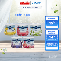 Combo 2 Sáp Thơm AMBI PUR Khử Mùi Khó Chịu Hương Downy/ Oải Hương/ Hoa Tươi Mát/ Hoa Hồng/ Chanh/ Sả/ Thư Giãn Hộp 180G