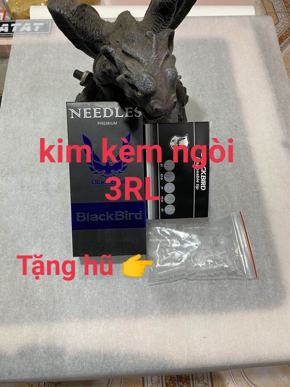 🎁[ Quà tặng kèm ]50 kim xăm 5RL chạy khung Black Brid ( kim kèm ngòi)