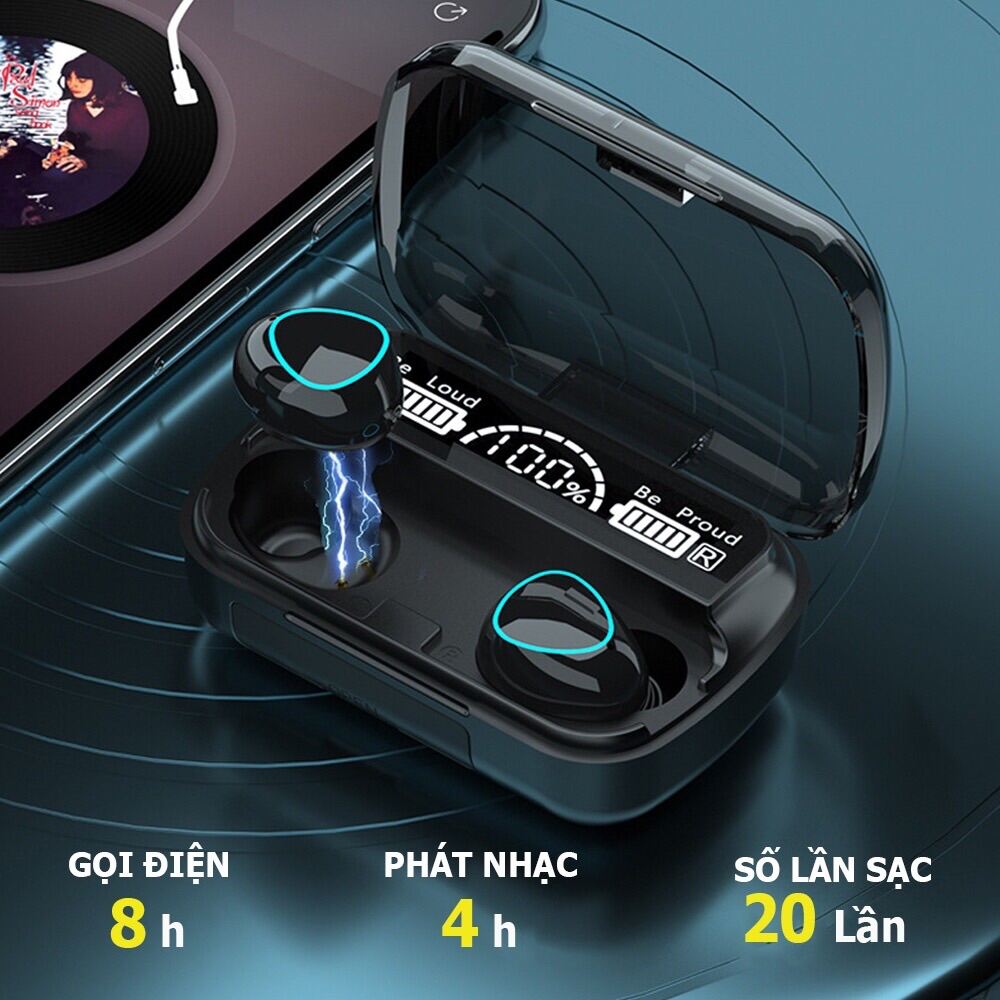 Tai nghe bluetooth không dây bass mạnh M10 TWS v5.1 3500mah nút chạm cảm ứng âm thanh HIFI