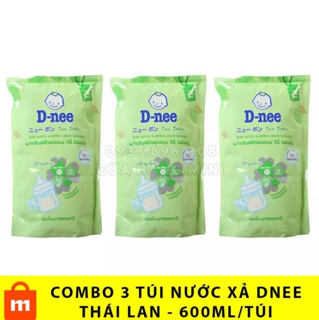 Combo 3 túi nước rửa bình sữa dnee 600ml thái lan