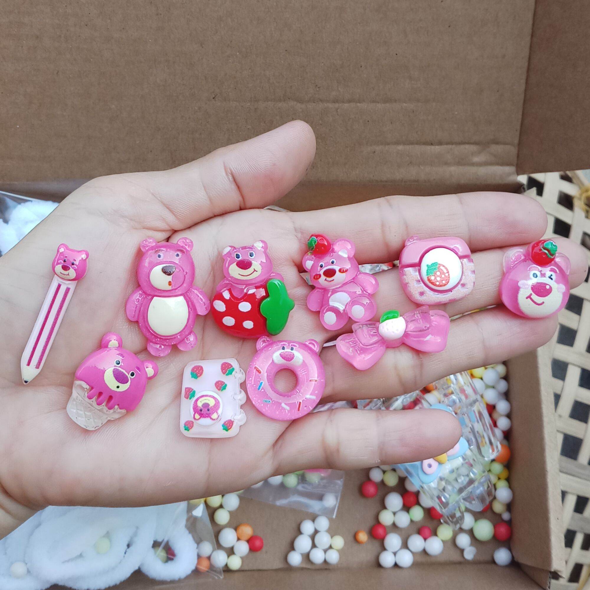 Set 50 charm gấu trong phụ kiện kẹp tóc