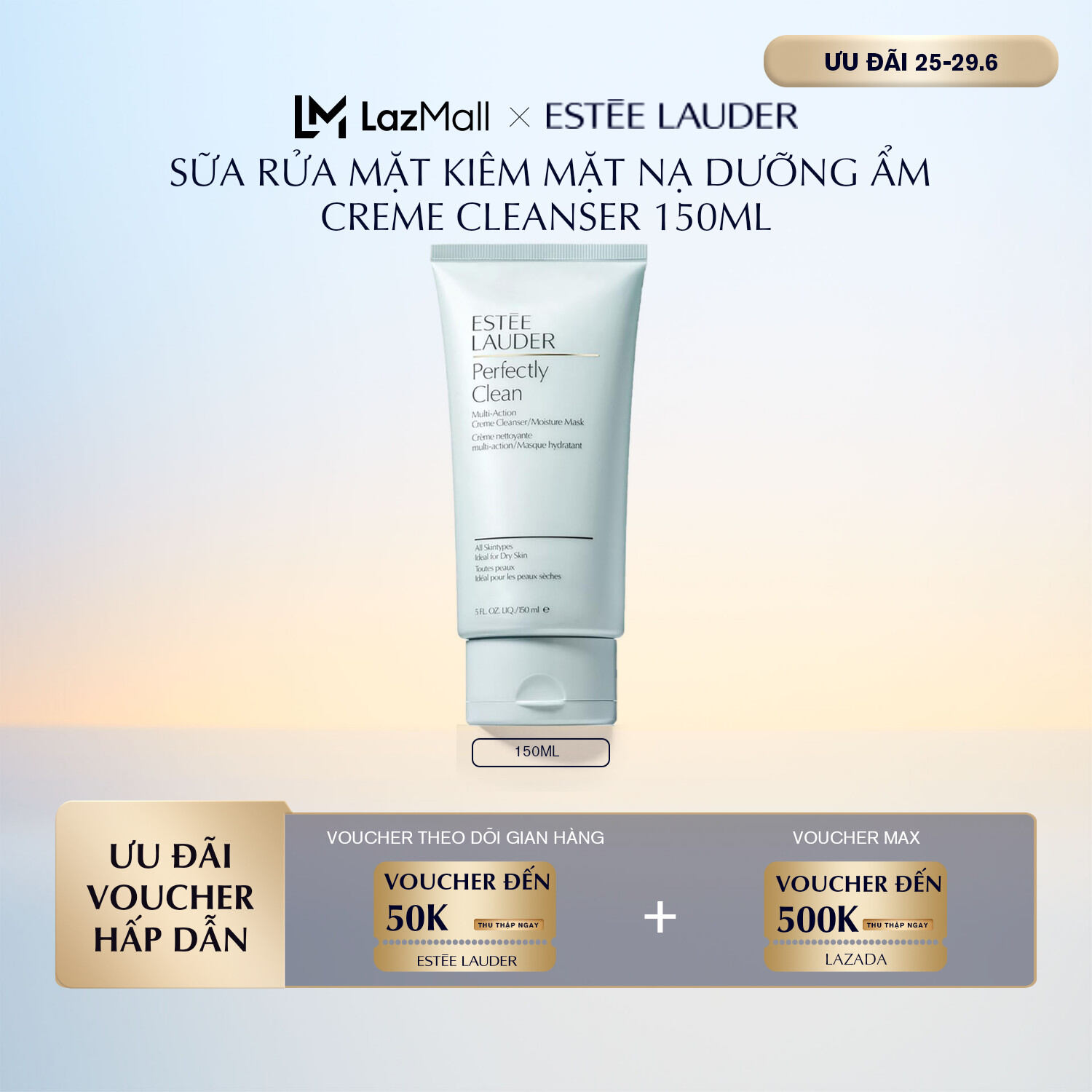 Sữa rửa mặt kiêm Mặt nạ dưỡng ẩm Estee Lauder Perfect Clean Creme Cleanser/Moisture Mask 150ml