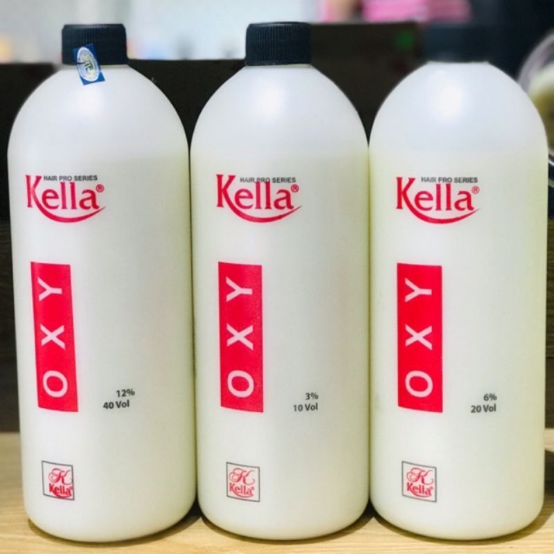 Oxy trợ nhuộm tóc siêu dưỡng không rát Kella 1000ml chai màu trắng nắp đen nhập khẩu