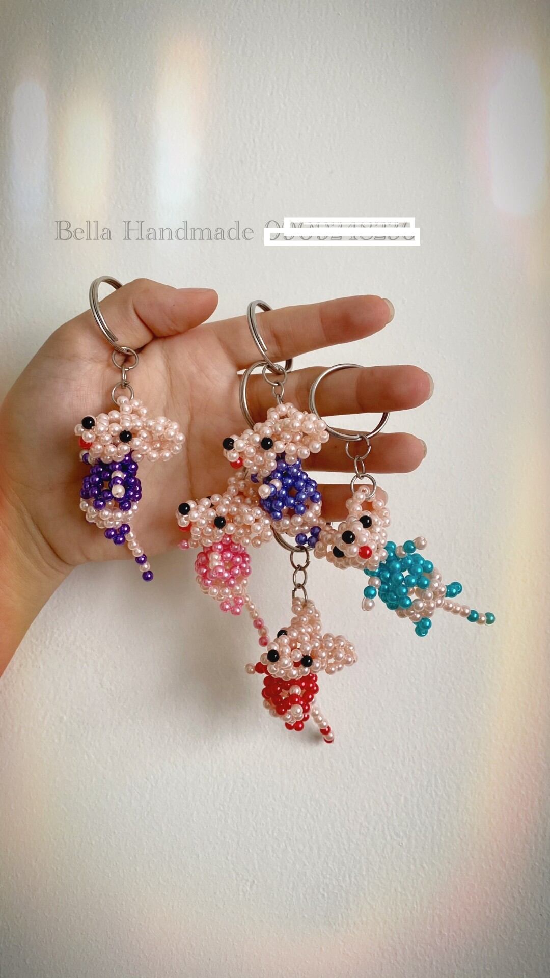 Móc khóa tuổi Tý kết cườm Handmade