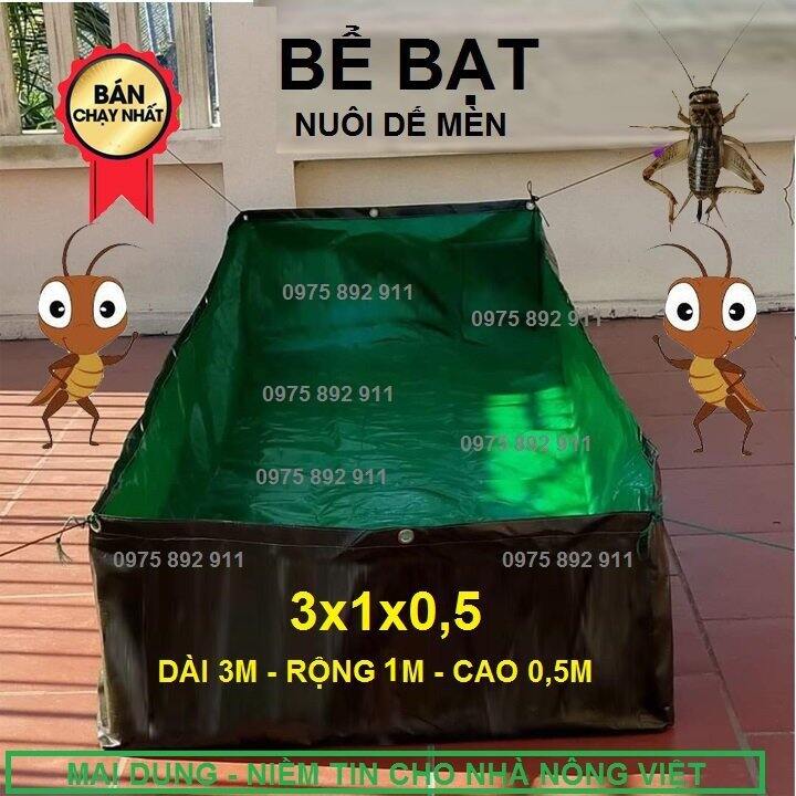 Bể bạt nuôi dế mèn 3x1x0,5 xanh bộ đội