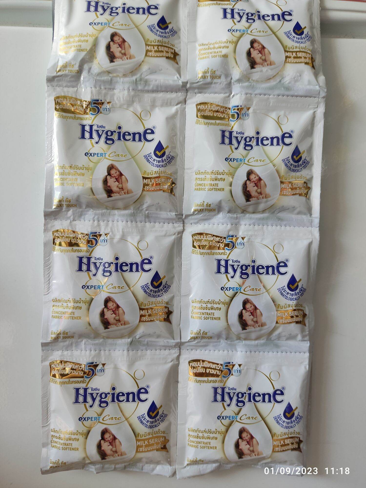 Nước xả vải hygiene thái lan 10 gói 20ml đậm đặc màu trắng
