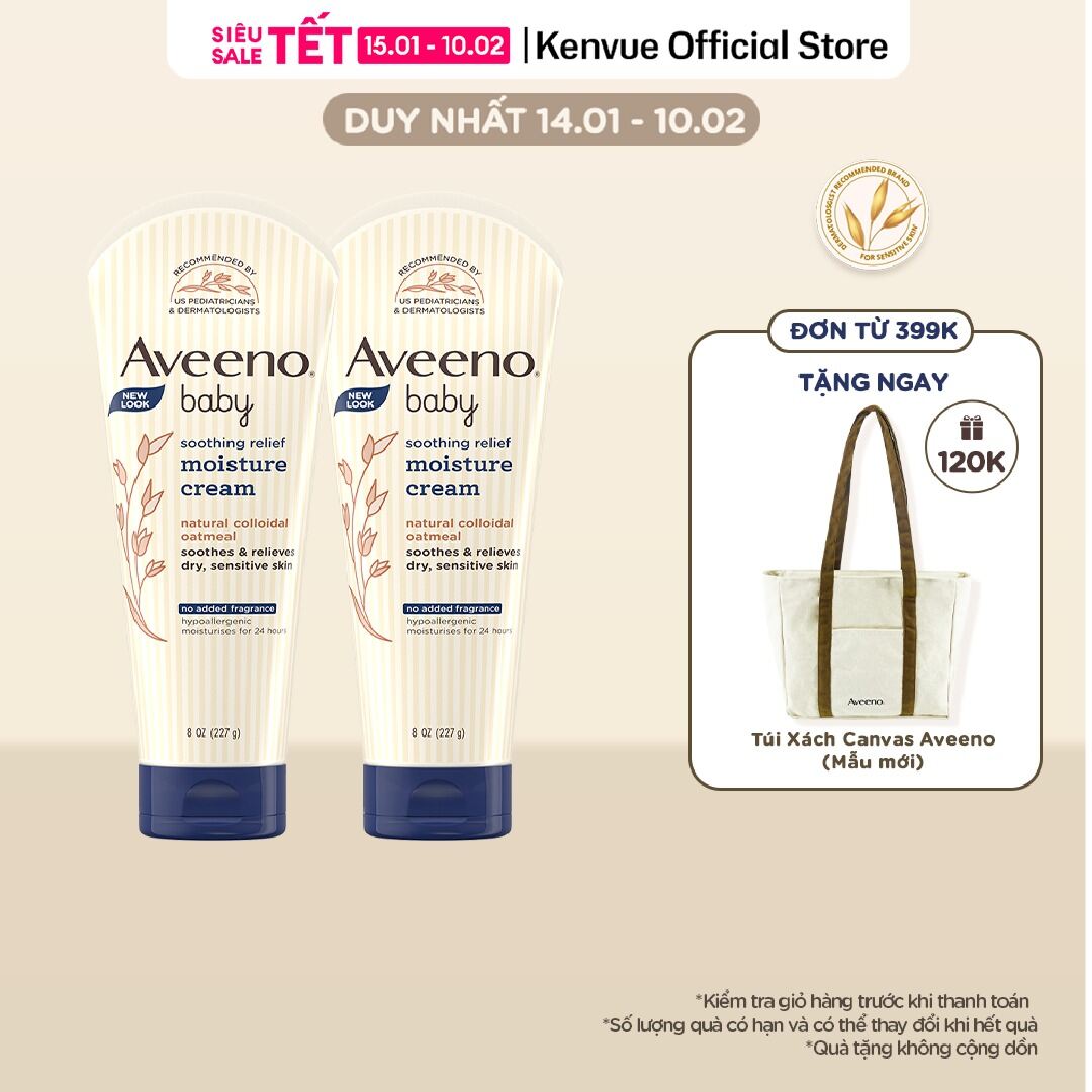 Bộ 2 Kem dưỡng ẩm cho da khô và nhạy cảm Aveeno soothing relief 227g
