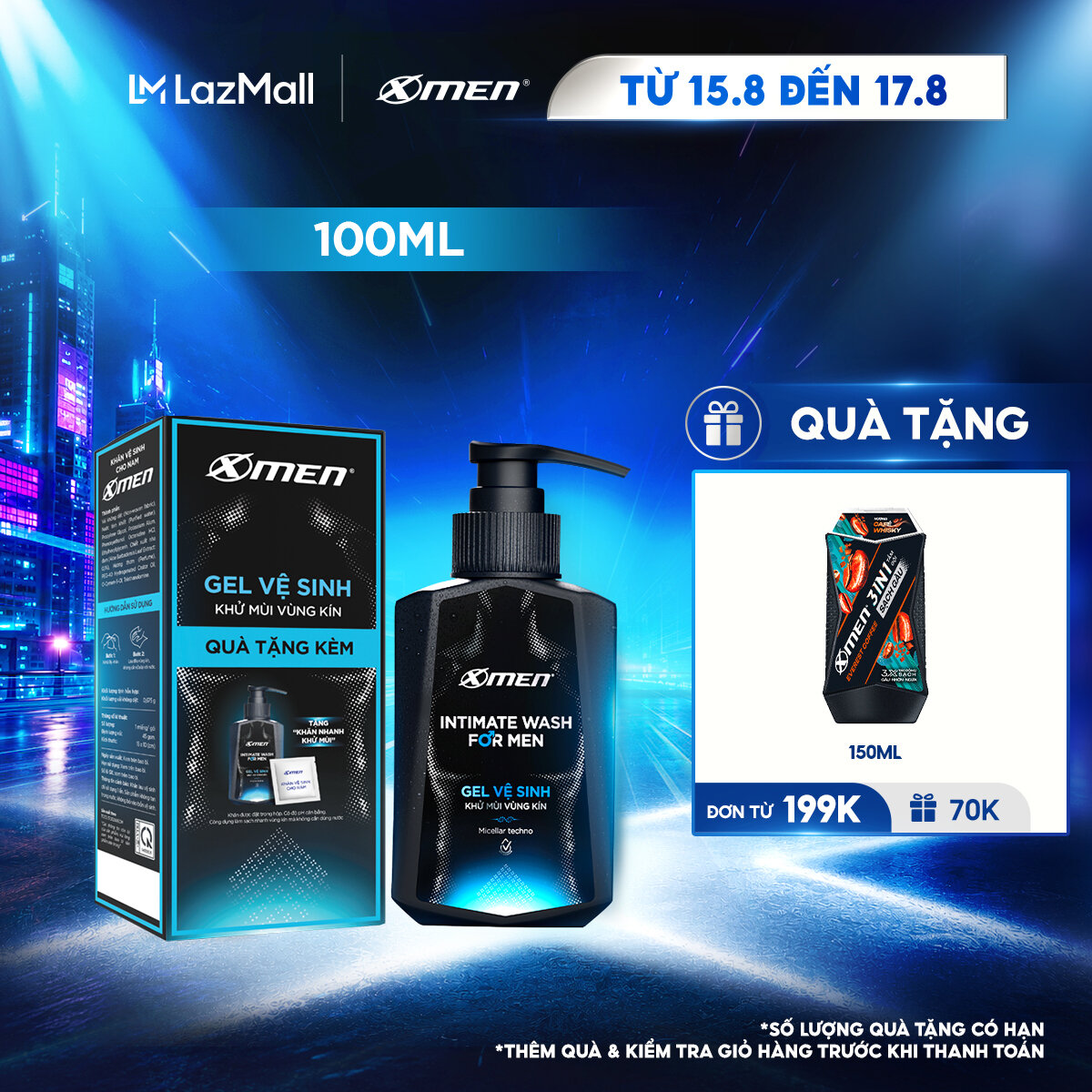 [MỚI] Gel vệ sinh nam giới Xmen 100ml - Intimate Wash for Men hương nước hoa Pháp sang trọng, hương thơm nam tính