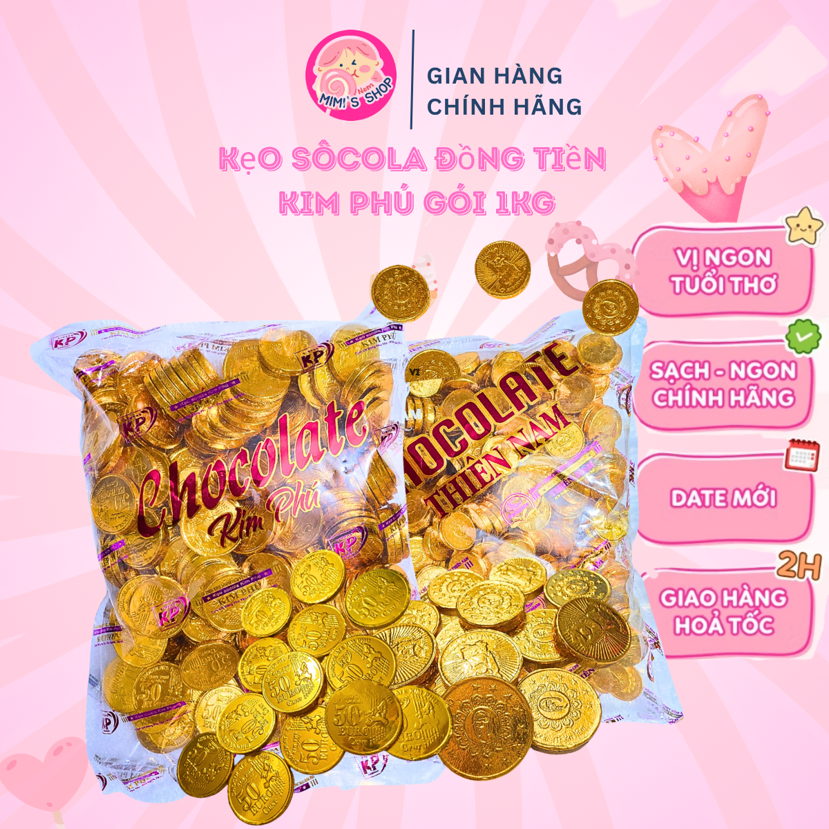 Socola Đồng Đô Vàng Kim Phú Thiên Nam 1kg, Kẹo Socola Ăn Vặt Tuổi Thơ Trang Trí Bánh Kem Sinh Nhật Tết | Mimi's Shop