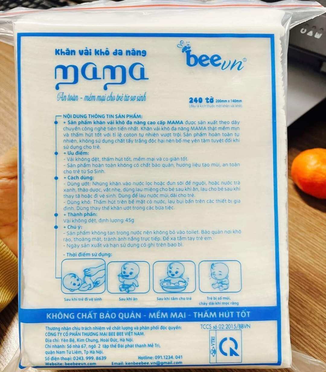 Khăn vải khô đa năng mama 240 tờ