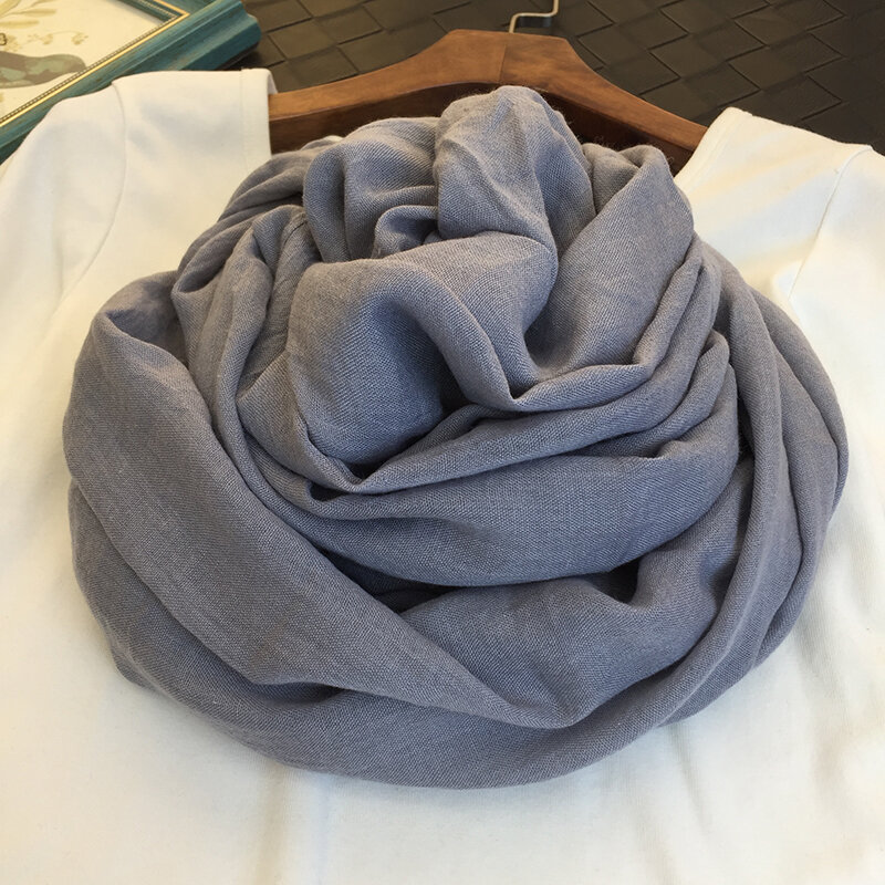 Khăn quàng cổ cotton lanh màu xanh biếc khăn quàng cổ yếm bảo vệ cổ màu trơn nghệ thuật dễ phối xuân thu mỏng mùa hè cho nữ khăn lụa chống nắng choàng vai điều hòa