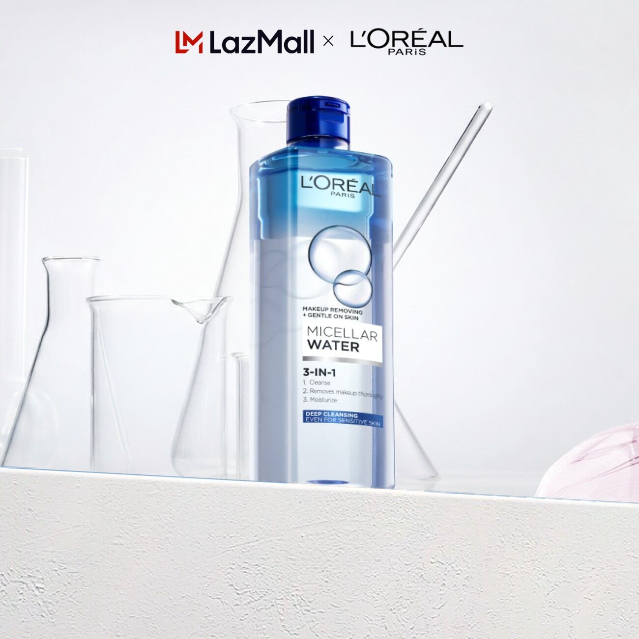Nước tẩy trang đa năng 3-in-1 L'Oreal Paris Micellar làm sạch sâu 400ml (xanh dương đậm)