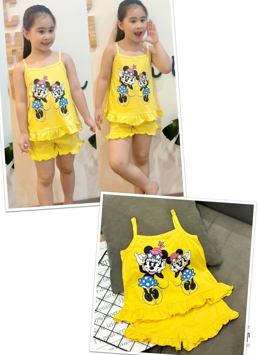 9-20kg Siêu cưng! mát mẻ mùa hè! Đồ bộ áo dây quần bèo Thun coton đẹp bé gái (117) - 7