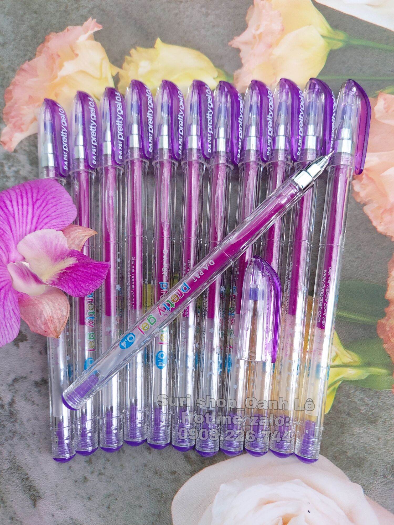 Hộp 12 cây bút gel mực tím Pretty Gel D.A P&T Hàn Quốc phù hợp cho học sinh tiểu học