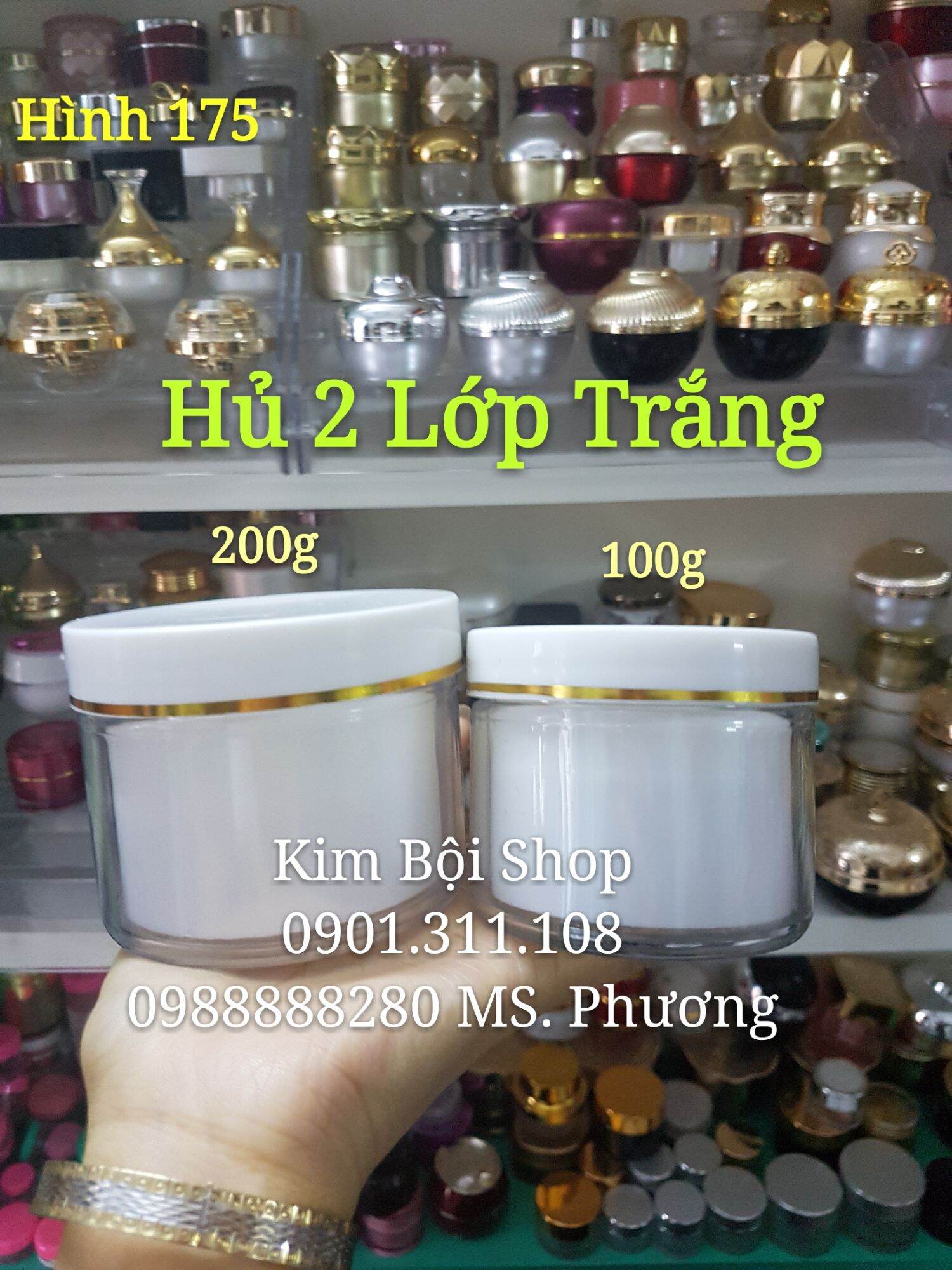 Hủ đựng kem body - hủ 2 lớp trắng 100g và 200g