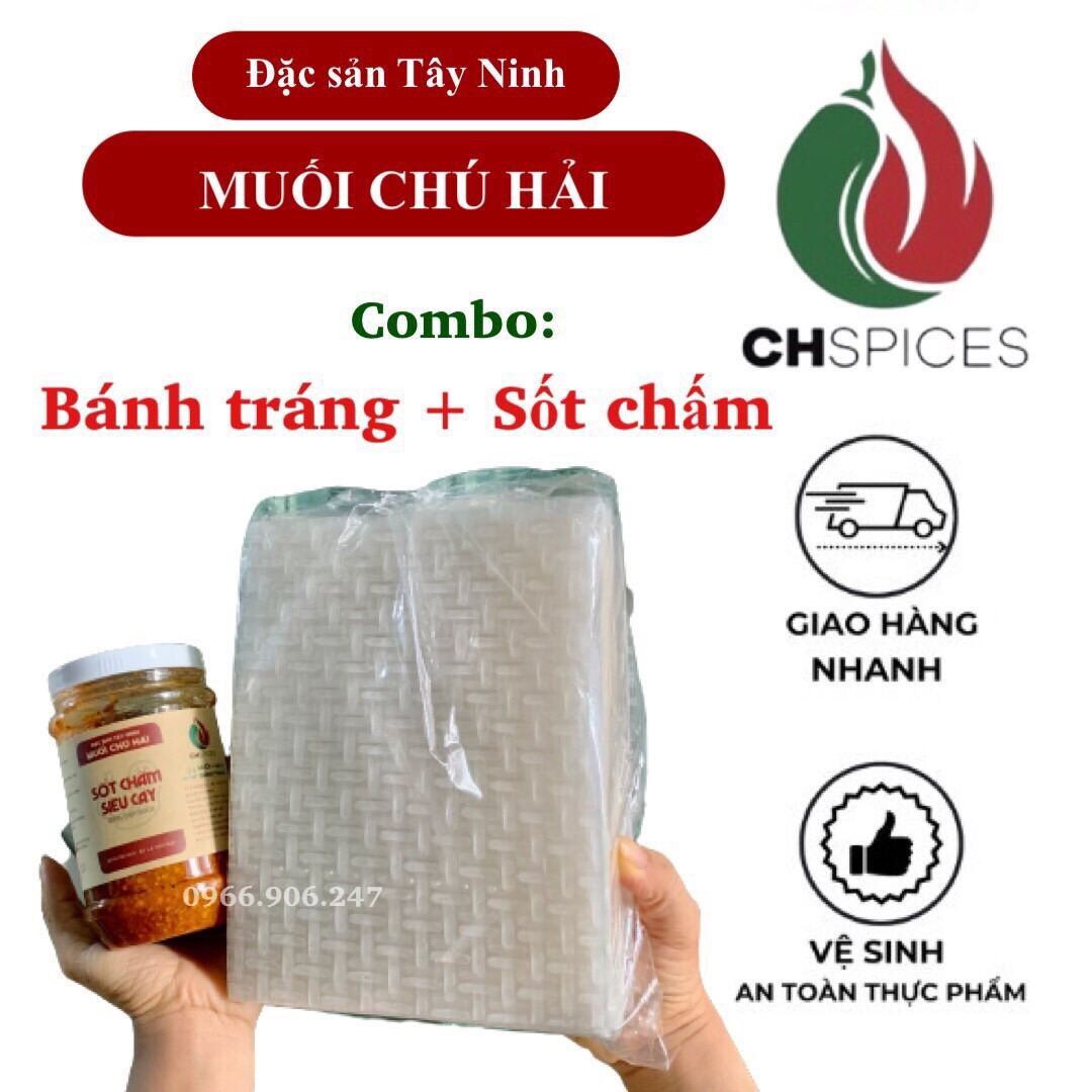 Combo bánh tráng trắng mỏng dẻo chấm muối sốt siêu cay chú Hải