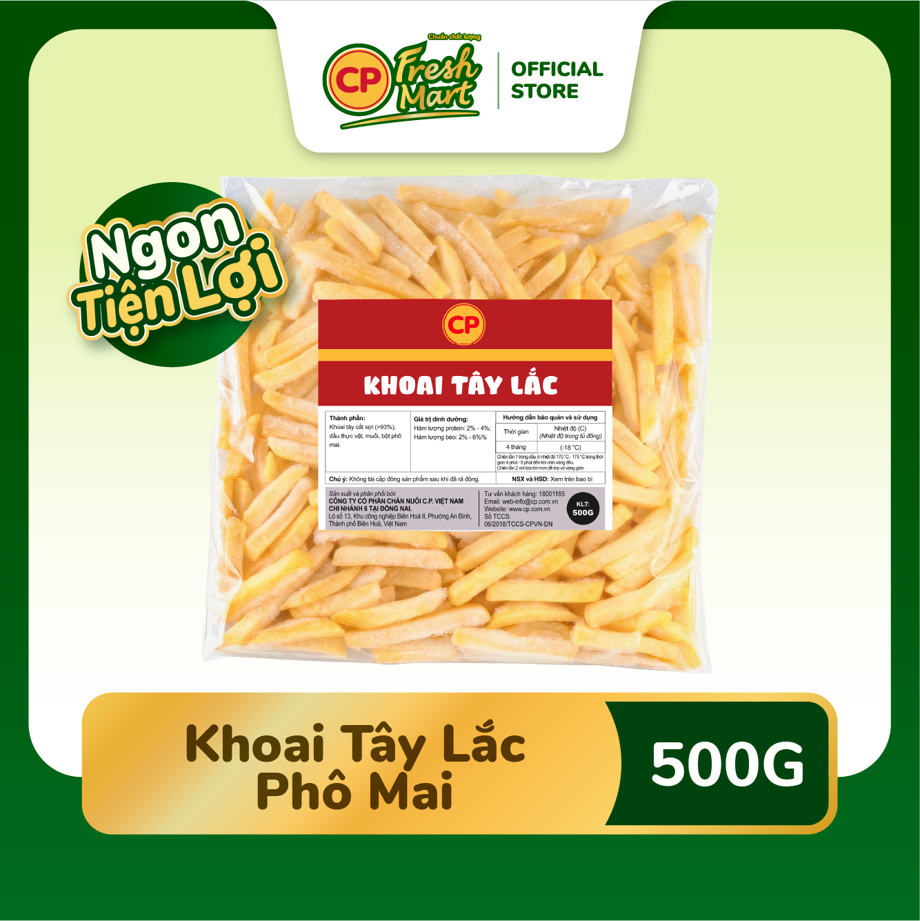 Khoai Tây Lắc Phô Mai CP Gói 500G - Ngon Tiện Lợi - Ăn Vặt Đồ Chiên - Món Ngon Bé Thích - CP Fresh M