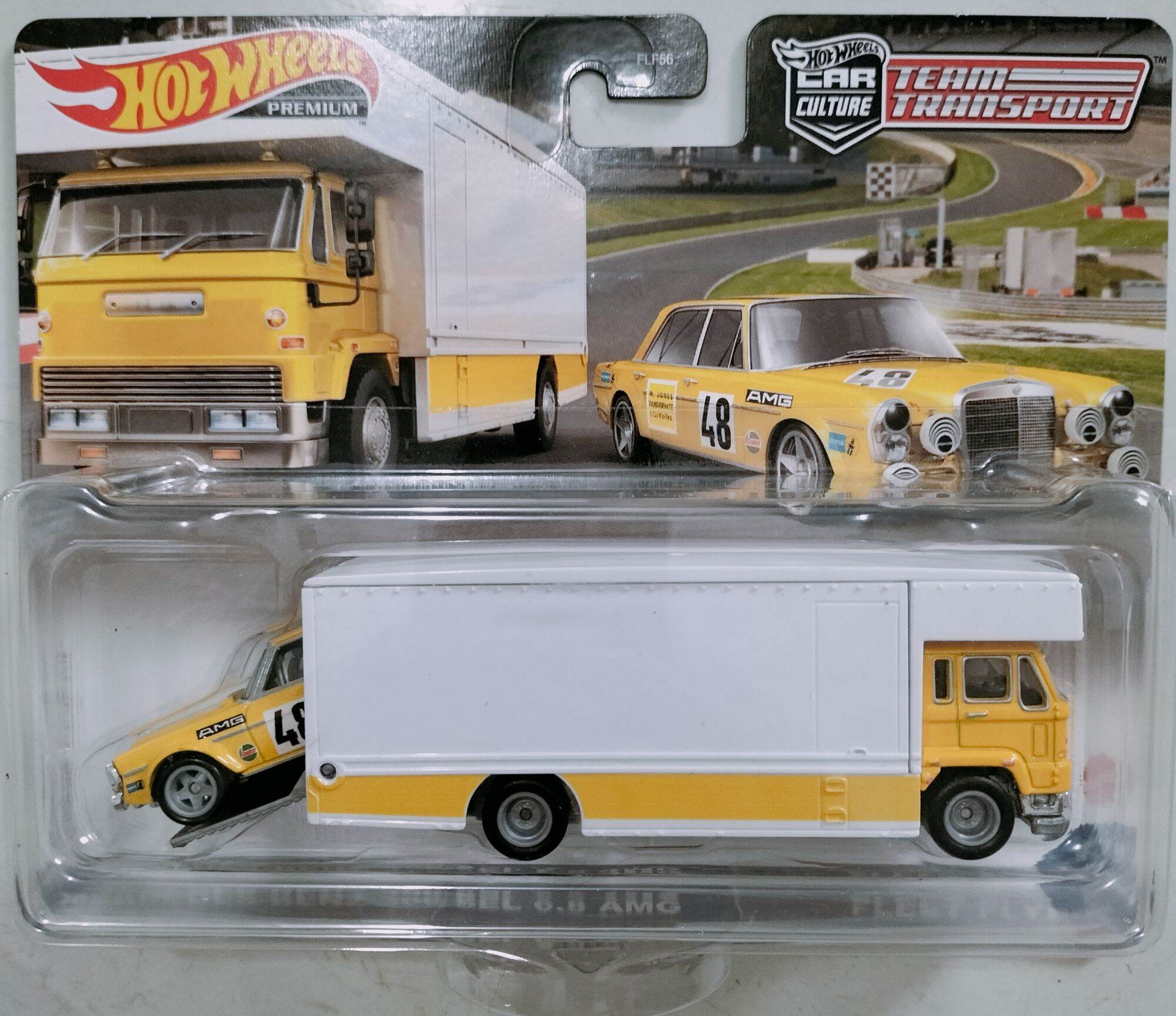 Xe mô hình hotwheels 2022 team transport car culture Mercedes-Benz 300 sel 6.8 amg & fleet plyer