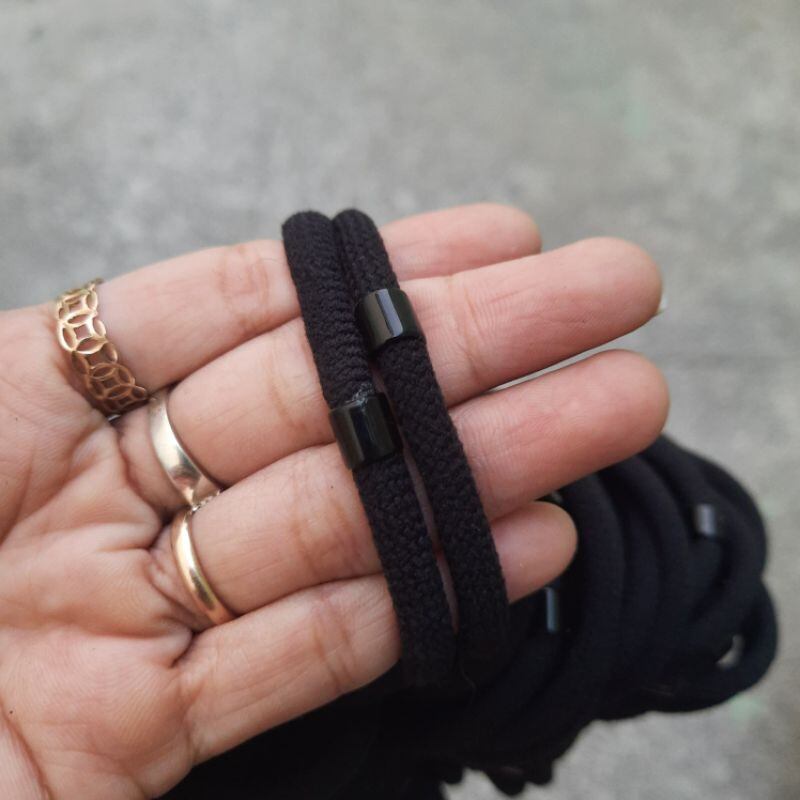Túi 10 thun cột tóc 1 nút màu đen (5cm)