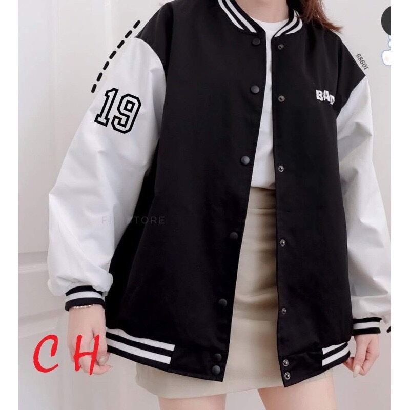 SIÊU PHẨM ÁO KHOÁC BOMBER 19 CHẤT GIÓ PHỐI MÀU THÂN ĐEN TAY TRẮNG B19 XỊN XÒ BEN TREND SHOP