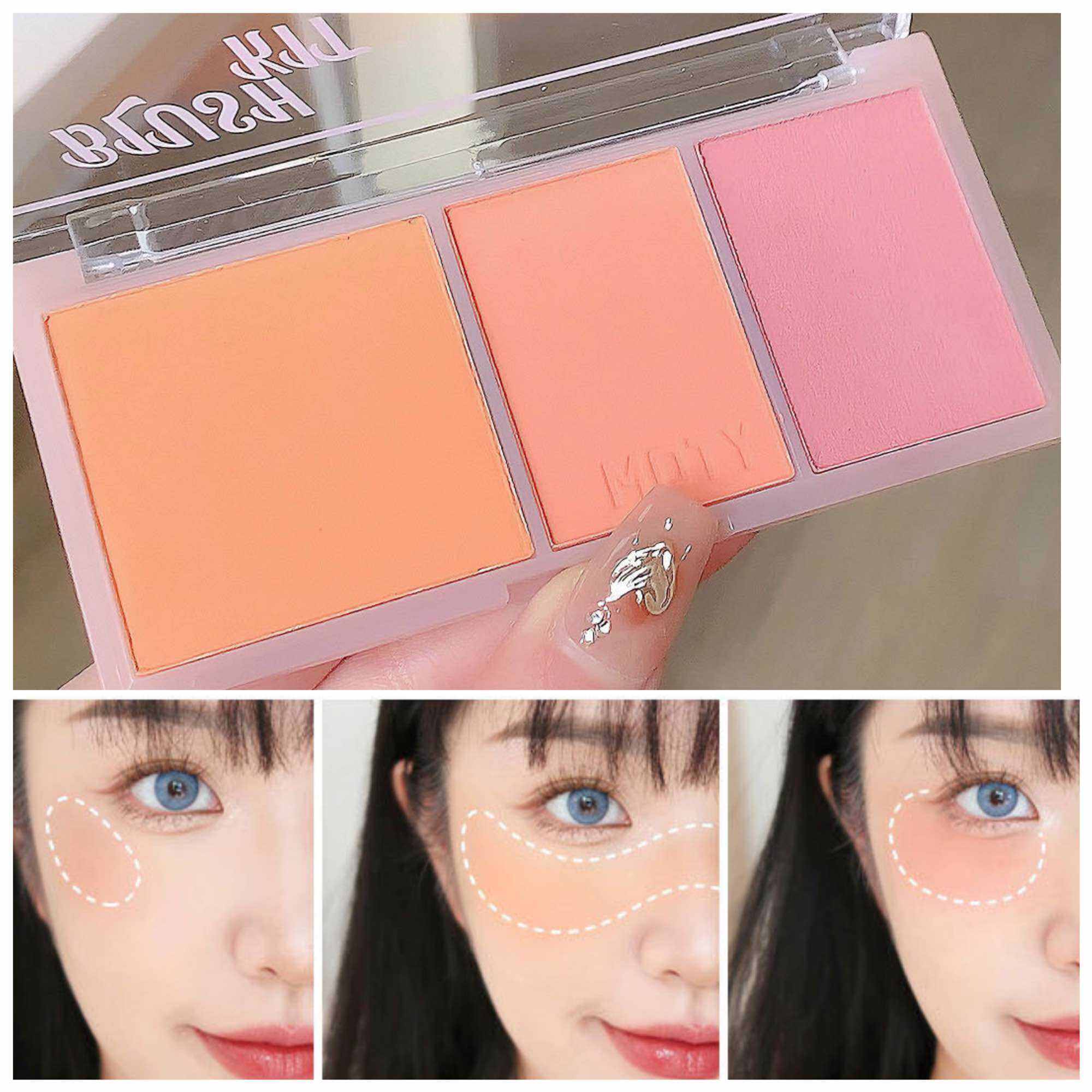 Bảng phấn má hồng Moty 3 ô 3 màu tông cam nối bật