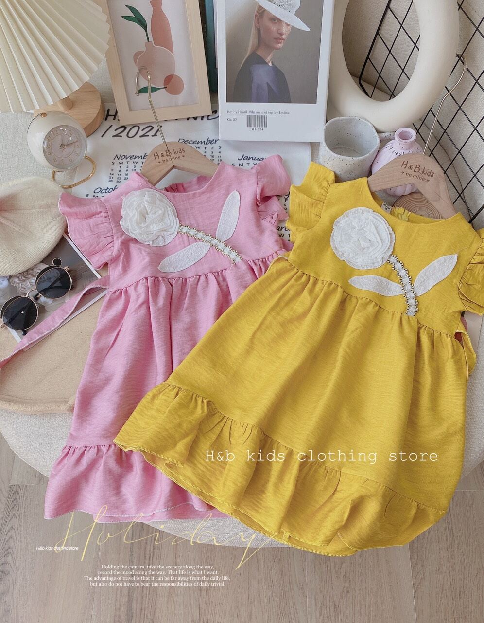 Váy đũi hoa trà đuôi cá cho bé từ 8-15kg