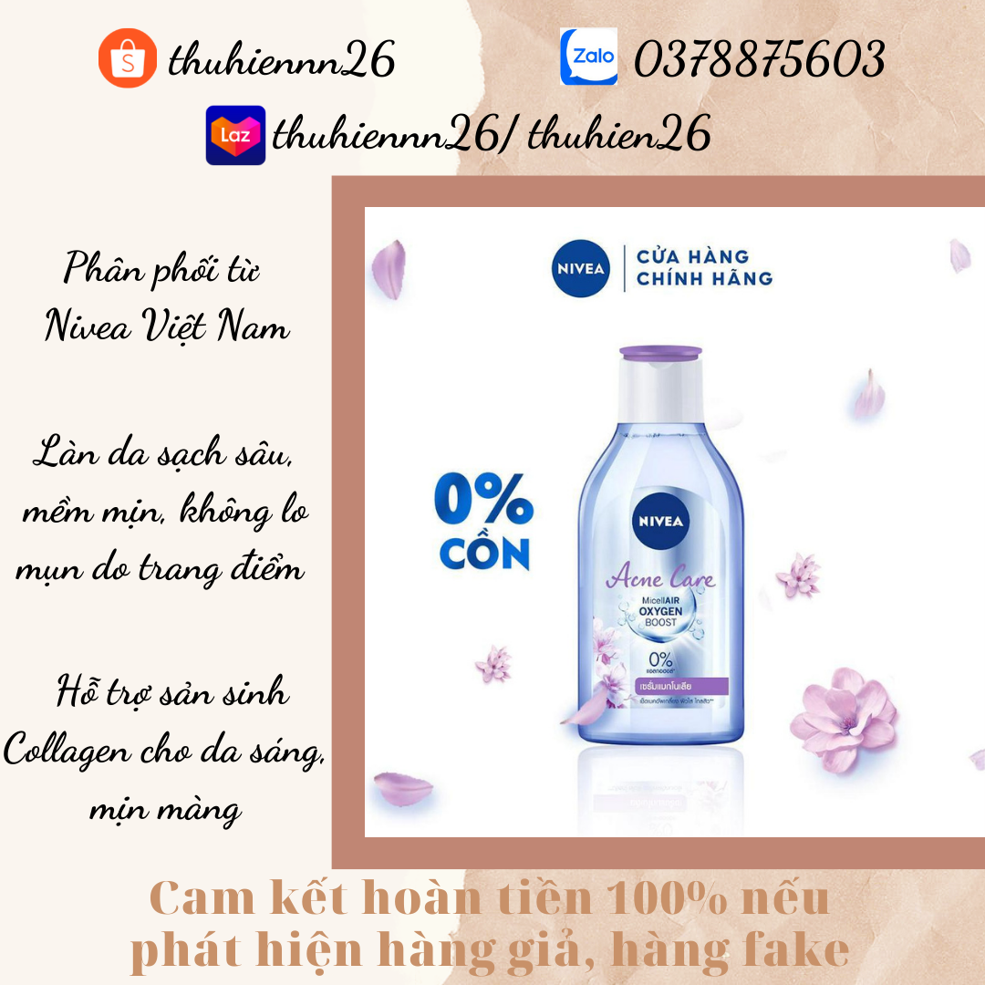 Nước tẩy trang nivea ngừa mụn acne care micellair water 400ml