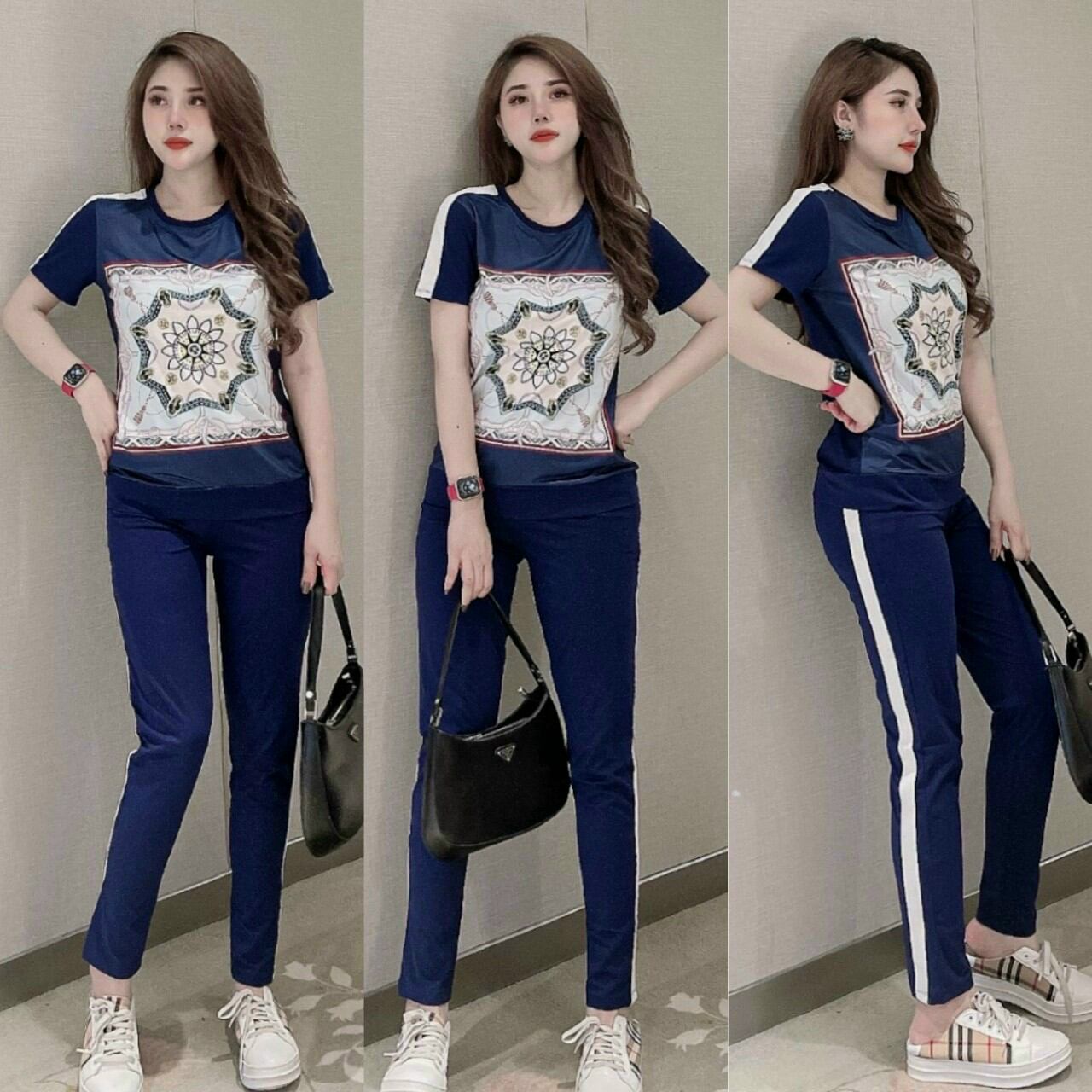 Bộ đồ thể thao nữ in họa tiết 3D cao cấp