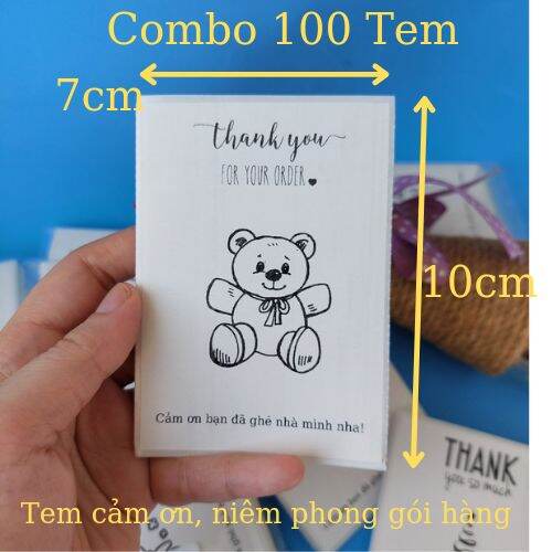 100 Tem Decal Dán Thank You Dán Niêm Phong Dán Góc Gói Hàng Kích thước 100x70mm