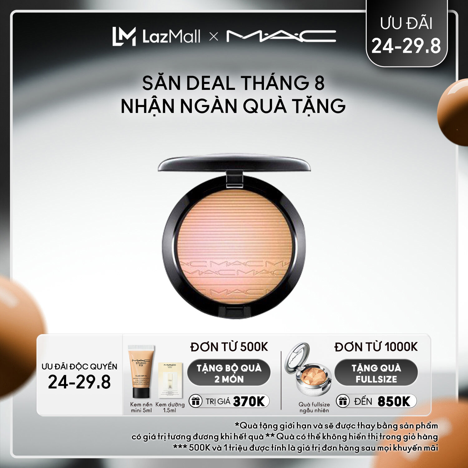 [ƯU ĐÃI 24-29.8] Phấn bắt sáng dạng bột kem mịn mượt và bền màu đến 10 giờ MAC Extra Dimension Skinfinish - Highlighter 9g