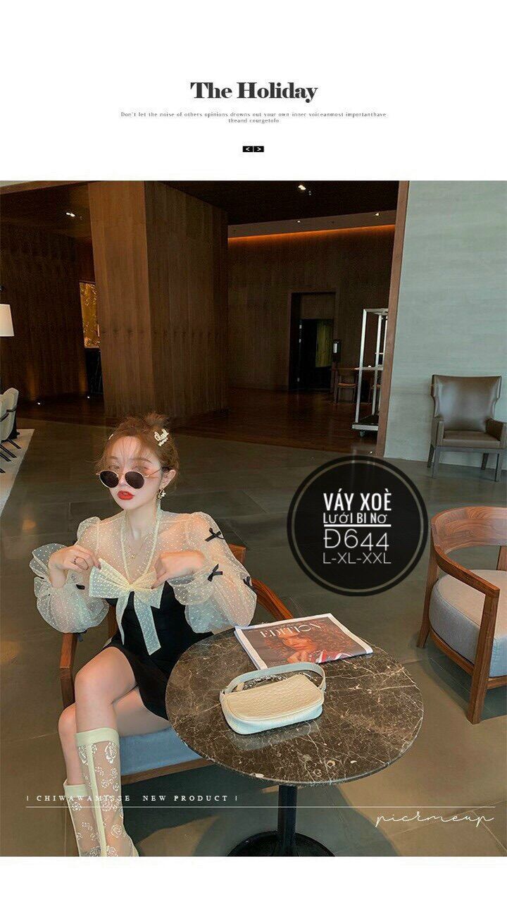 55-90kg Bigsize ĐẦM THIẾT KẾ NƠ NGỰC Đ644
