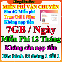 FREESHIP - Sim 4G Vietnamobile Trọn Gói 1 Năm - 7GB/ngày - Tốc Độ Cao với Giá Siêu Rẻ - Sim 4G Miễn Phí 12 Tháng Không Nạp Tiền - CHƯA KÍCH HOẠT