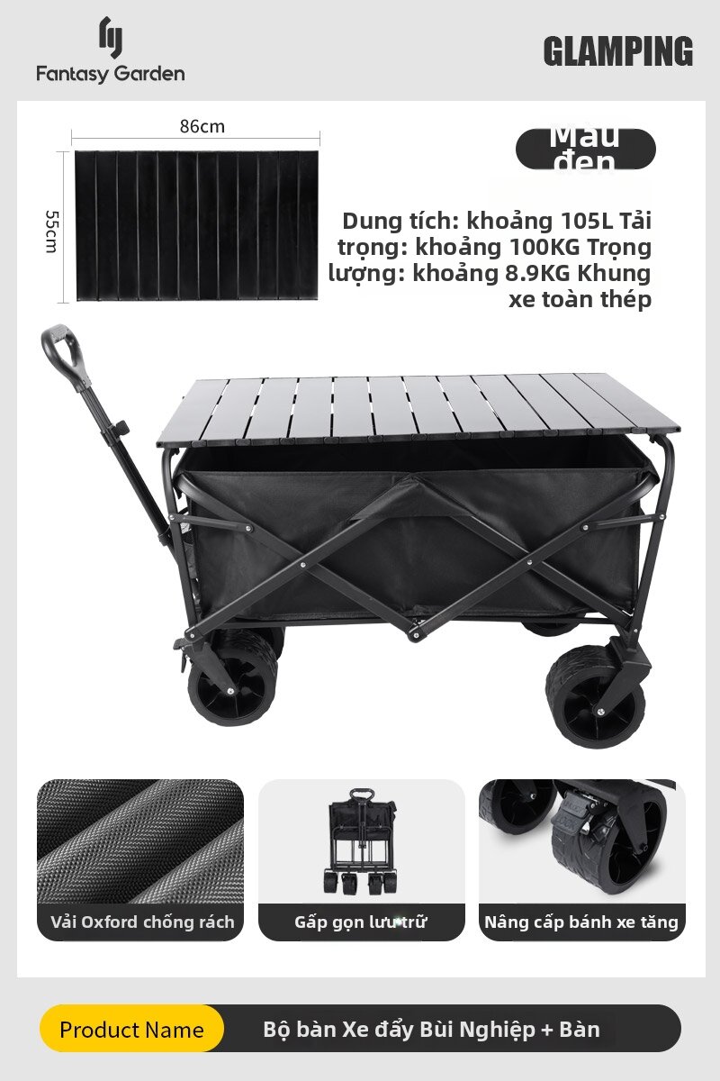 Folding Portable Camping Cart with Table - 6