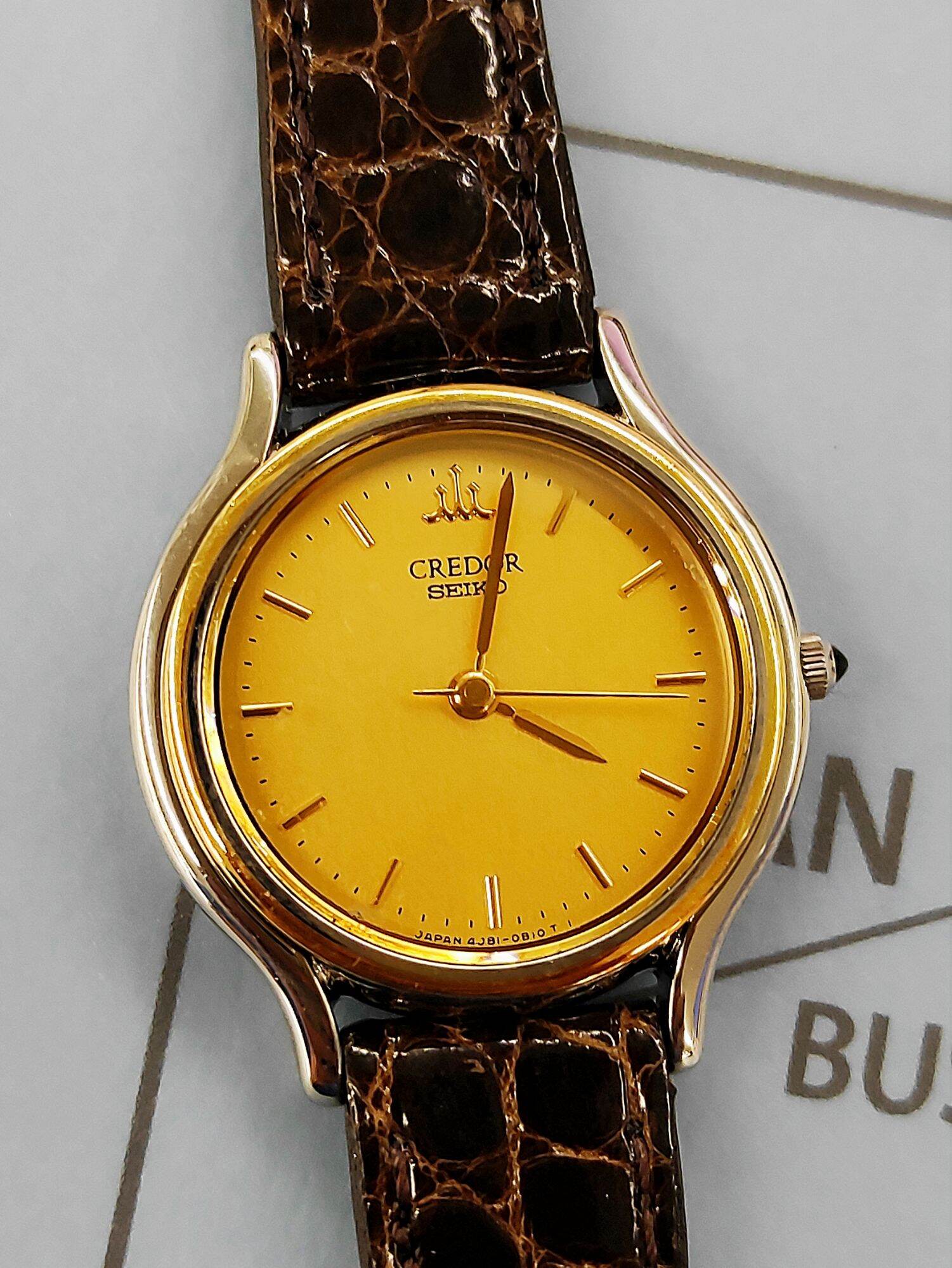 Đồng hồ đeo tay nữ Credor mặt tròn bằng vàng đúc 18KT×SS Seiko QZ 4J81-0A60  Credor 18KT×SS XYZ 7617000▽ 